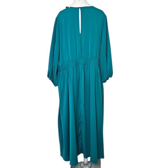 Torrid Teal Length Studio Refined Woven Surplice Dress, Plus Size, V-Neck, 2X - Picture 2 of 8